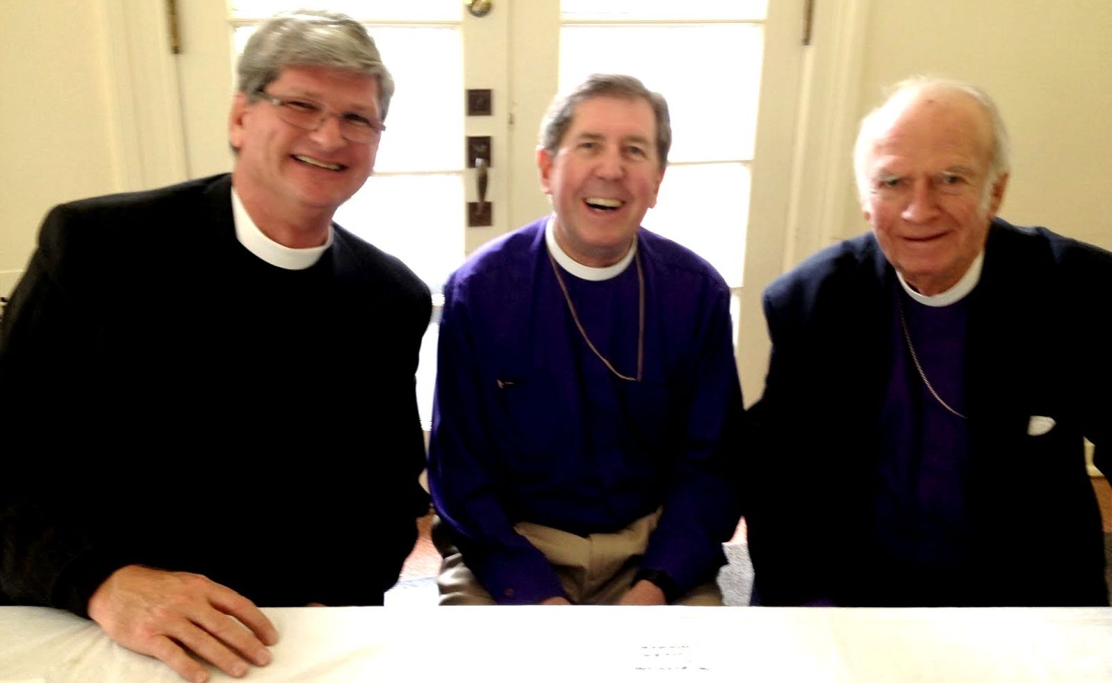 From left, the Rt. Rev. William H. Stokes, 12th Bishop of New Jersey, the Right Rev. George Councell, 11th Bishop of New Jersey, and the Right Rev. G. P. Mellick Belshaw, 8th Bishop of New Jersey