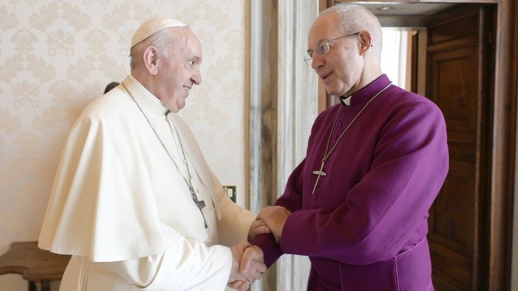Archbishop Justin Welby with Pope Francis