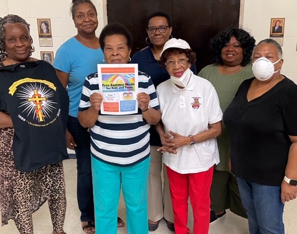 The Summer Meals Program team at Christ the King Willingboro are providing meals to children in the community while school is out. In the back, (l-r), Martha Johnson, Marcelle Arthur, Helen Baylock. In the front, (l-r), Janet Webster, Hyacinth Saunders, Josephine White, Judy Jackson