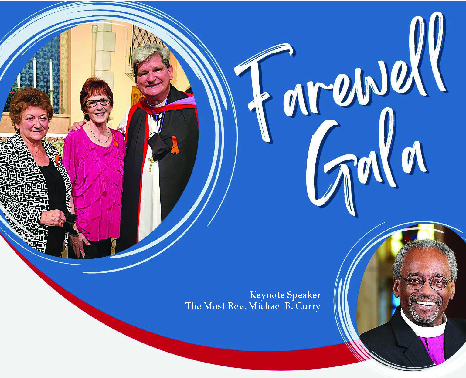 The Farewell Gala celebrating the ministries of Bishop Stokes, Mrs. Susan Stokes, Canon Ann Notte, and Canon Mary Ann Rhoads, and featuring keynote speaker, Bishop MIchael Curry, will be live on the diocesan Web site Sunday at 7:00 at dioceseofnj.org/live